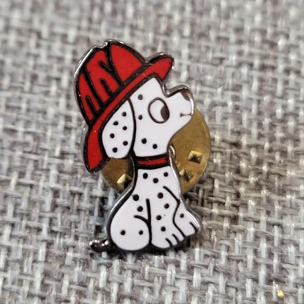 Dalmatian Firefighter Dog Pin - Red and White